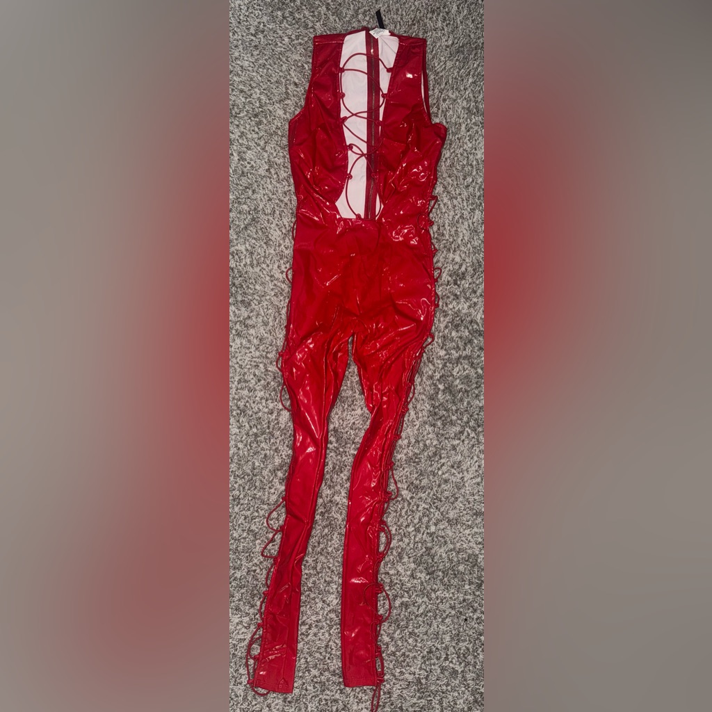 Red Patent LaceUp Cat SuitPerfect For Club Or Concert Looks